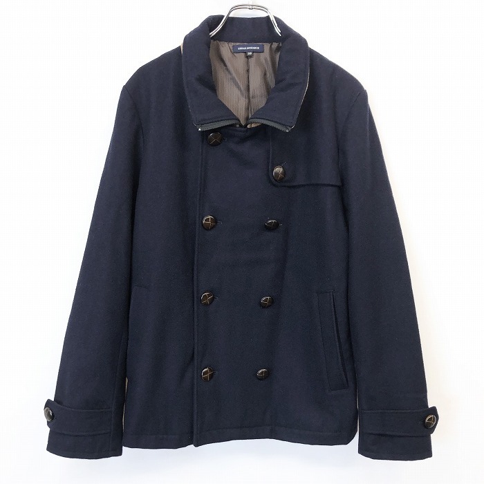  Urban Research URBAN RESEARCH somewhat thin melt n series jacket coat button × Zip stop lining attaching long sleeve wool × poly- 38 navy blue men's 