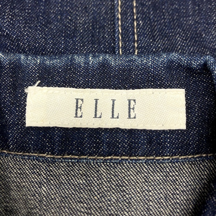  L ELLE Denim Tracker jacket G Jean denim jacket plain fly front button stop long sleeve cotton 100% 38 blue blue lady's woman 