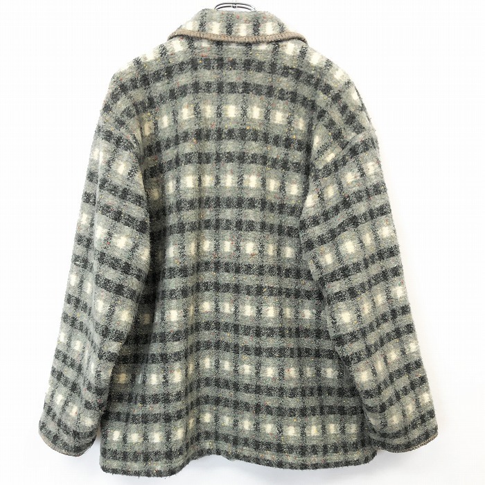  Foxfire Foxfire cotton inside colorful nep coat jacket lining attaching check long sleeve acrylic fiber × wool × poly- L gray series lady's 
