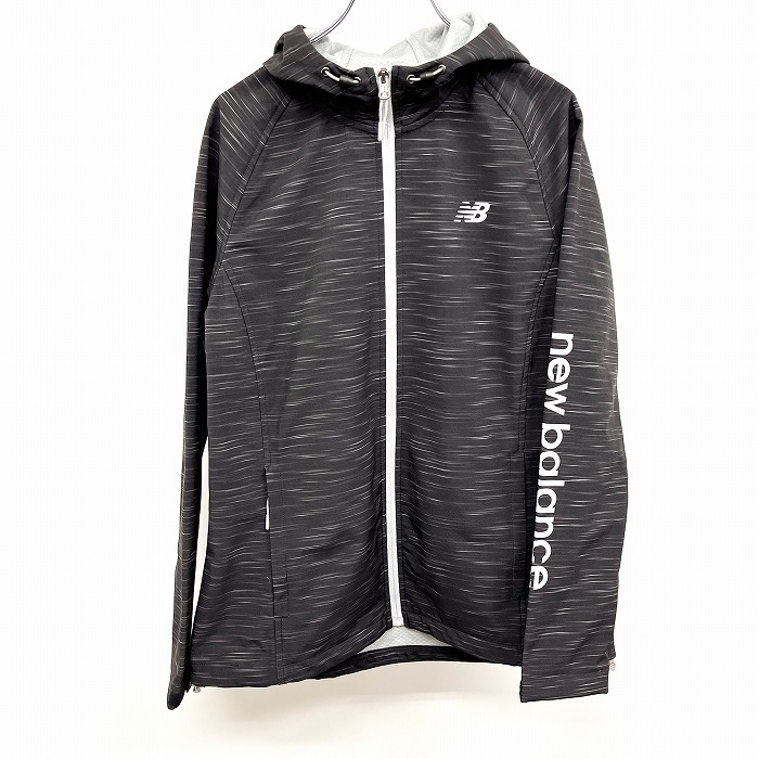 ニューバランス NB NEW BALANCE ジップジャケット パーカー 長袖 ポリなど L ヘザーカラー ブラック×グレー×ホワイト 黒系 レディース