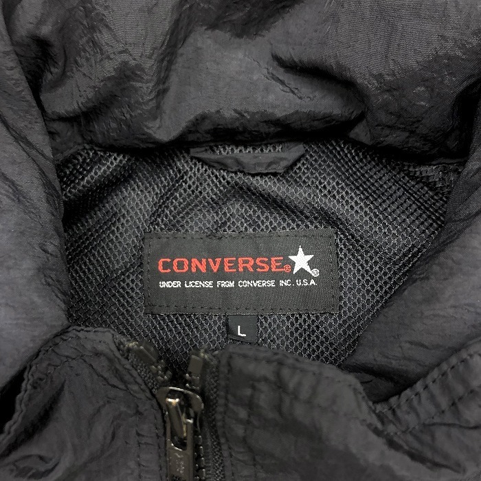 コンバース converse ジャケット ブルゾン 背中にメッシュ裏地 背中にベンチレーションスリット 長袖 ナイロン100% L ブラック系 黒 メンズ_画像3