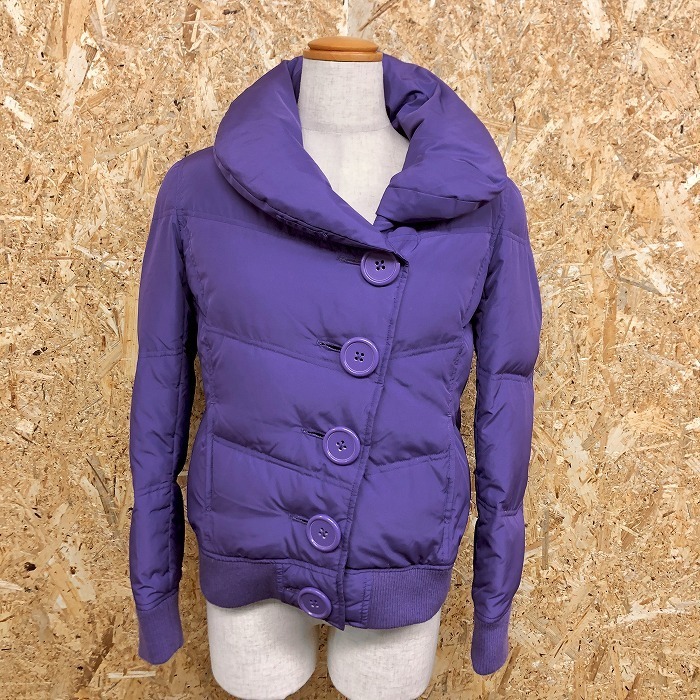  azur bai Moussy AZUL by moussy down jacket button stop plain long sleeve down 60%+ feather 40% M purple purple lady's 