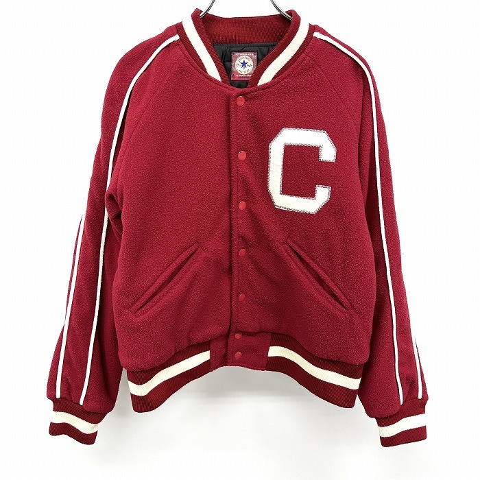 【半額】 長袖 ラグラン ドットボタン ジャケット ブルゾン フリース 中綿 インポート古着 CONVERSE コンバース ポリ100% レディース 赤 レッド系 M Mサイズ 【半額】 長袖 ラグラン ドットボタン ジャケット ブルゾン フリース 中綿 インポート古着 CONVERSE コンバース ポリ100% レディース 赤 レッド系 M Mサイズ