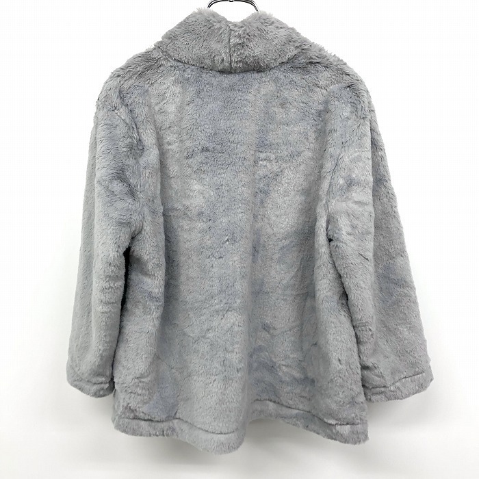 【新品】BANANA REPUBLIC プルオーバー ファージャケット 裏地付き 無地 長袖(7分袖？) ポリ100% M ネイビーグレー グレー レディース_画像2