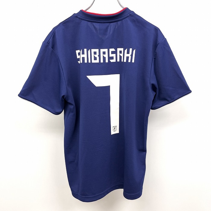 JFA 公益財団法人日本サッカー協会 OFFICIAL GOODS レプリカシャツ 日本代表 背番号7番 SHIBASAKI 柴崎岳 半袖 ポリ100% M 青 メンズ_画像1