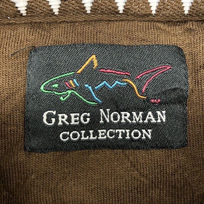 グレッグノーマン GREG NORMAN ポロシャツ カットソー Tシャツ生地 ボーダー インポート古着 半袖 綿100% M ヘザーグレー 杢灰色 メンズ_画像3