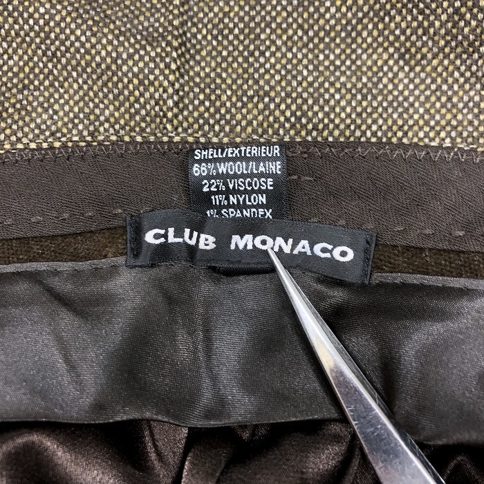 クラブモナコ CLUB MONACO トラウザーズ スラックス パンツ 膝まで裏地付き ウール×ビスコースなど 2 ブラウン系 レディース_画像3