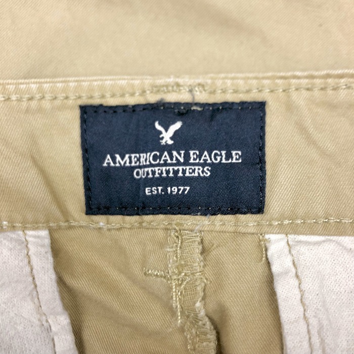 アメリカンイーグル American Eagle チノパンツ テーパード ロゴ刺繍 ジップフライ ロング 綿100% コットン 32 ベージュカーキ メンズ 男性_画像4