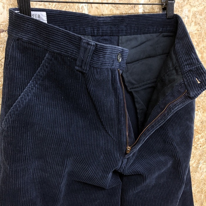 エドウィン EDWIN TROUSER FOR MEN コーデュロイパンツ ジップフライ ワンポイントラベル ロング 綿×ポリウレタン W78 ネイビー 紺 メンズ_画像2