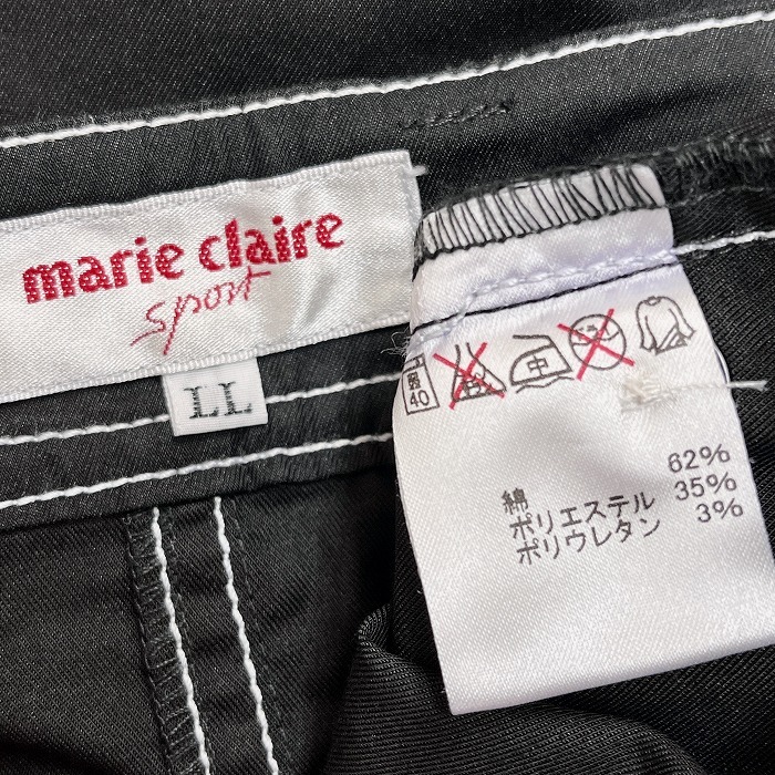 マリクレール スポール marie claire sport フレアパンツ 刺繍 綿×ポリエステル×ポリウレタン LL XL ブラック×ホワイト 黒 レディース_画像3