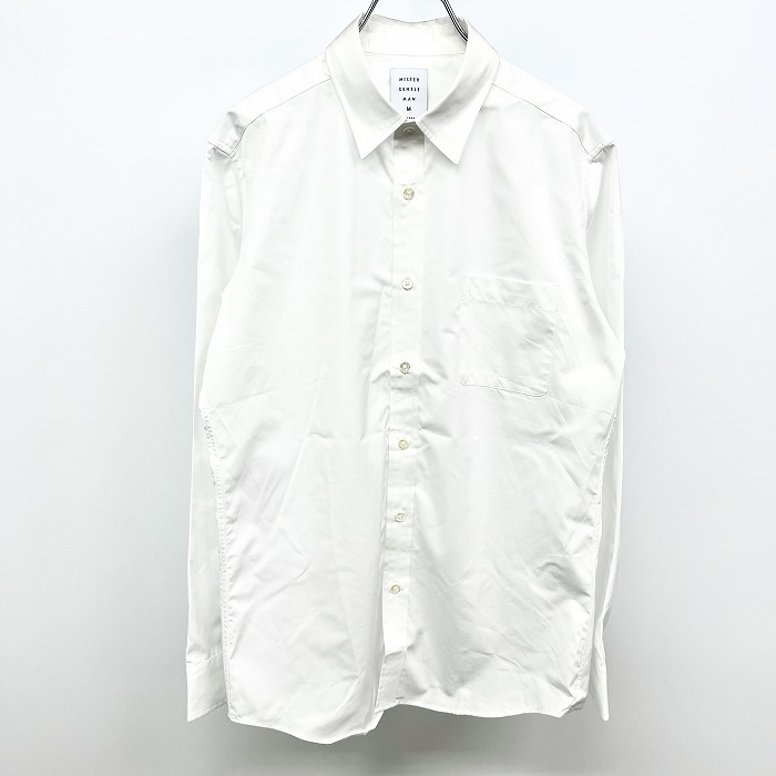 ミスタージェントルマン MISTER GENTLE MAN ドレスシャツ シェルボタン 無地 長袖 胸ポケット 日本製 綿100% M ホワイト 白 メンズ 男性