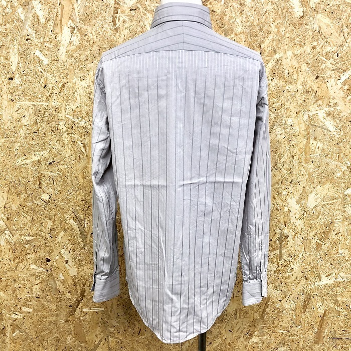  Calvin Klein [ made in Japan ] CK Calvin Klein thin dress shirt stripe wide color long sleeve clothes cotton × cupra L gray series men's 