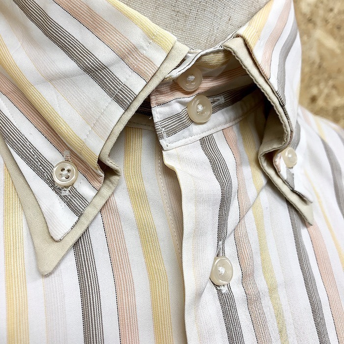 e- Be X [ сделано в Японии ] abx рубашка мульти- полоса рисунок Layered цвет длинный рукав хлопок 100% 2 белый × желтый × оттенок коричневого мужской 