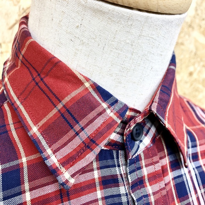 スパイスアイランド SPICE ISLAND シャツ チェック柄 胸ポケット付き レギュラーカラー 長袖 綿100% M 茶色×紺×紫×黄×白 メンズの画像2