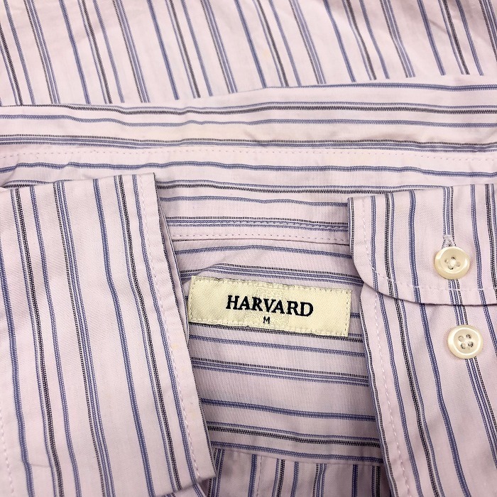 ハーバード HARVARD シャツ ストライプ ボタンダウン 長袖 ロングスリーブ 胸ポケット 綿100% M ライトパープル 薄紫 メンズ 男性_画像3