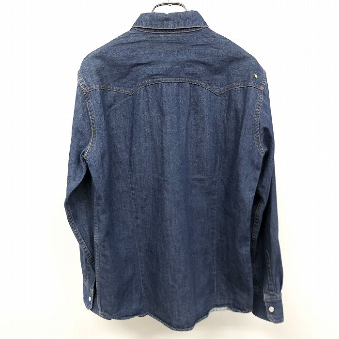  Arnold Palmer Arnold Palmer Denim shirt Western back. shoulder . parasol embroidery long sleeve long tail cotton 100% 2 blue blue men's man 