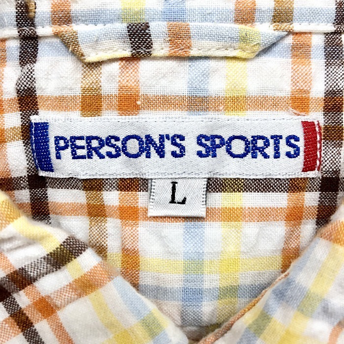  Person's спорт PERSON\'S SPORTS блинчики рубашка проверка короткий рукав . карман L orange серия × темно-синий × желтый мужской мужчина 