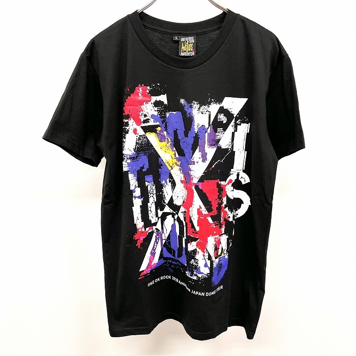 ワンオクロック ONE OK ROCK 2018 AMBITIONS JAPAN DOME TOUR Tシャツ プリント 音楽 公式グッズ 半袖 綿×ポリ M 黒 レディース(メンズ？)