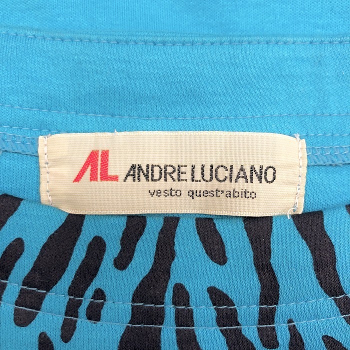 アンドレルチアーノ ANDRE LUCIANO Tシャツ ゴールド刺繍 ヒョウ柄 レオパード キモノスリーブ 半袖 日本製 綿100% ブルー レディース_画像5