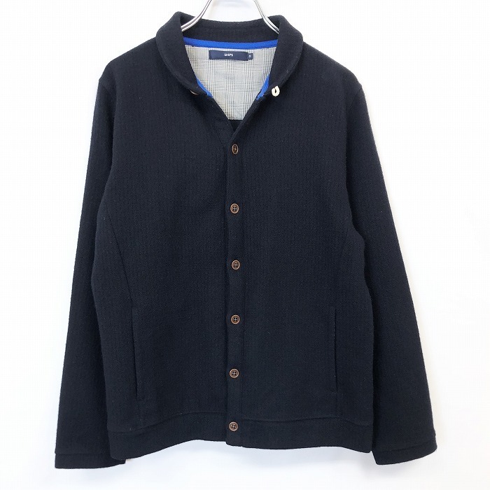  Ships SHIPS wool cut and sewn jacket button stop long sleeve made in Japan wool × polyester × polyurethane M navy blue lady's ( men's?)