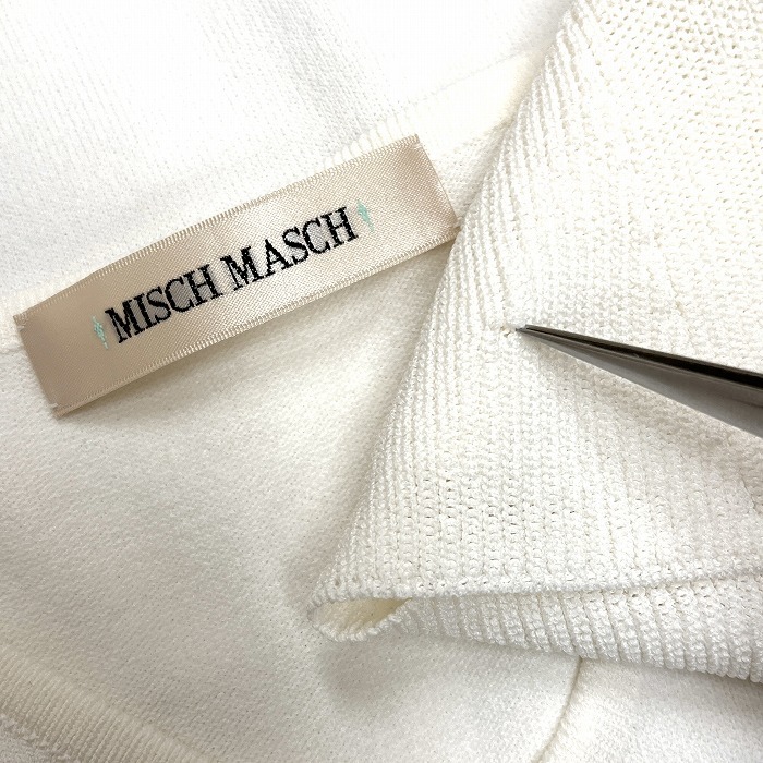 ミッシュマッシュ MISCH MASCH ニット セーター 花柄刺繍 ビーズ フラッタースリーブ オフホワイト×紫×ピンク×緑 白系 レディース_画像3
