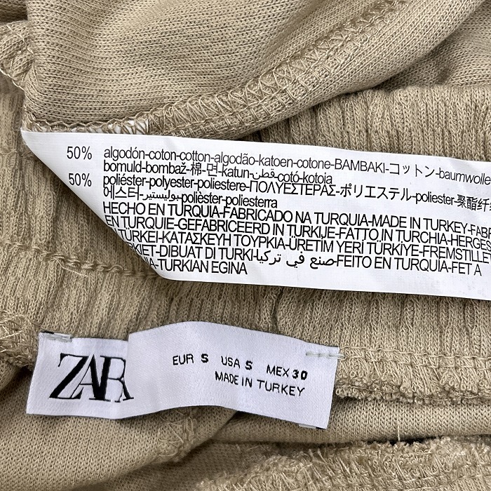 ザラ ZARA ハーフパンツ ショートパンツ サーマル 無地 ウエストにゴムと紐 綿×ポリエステル S ベージュカーキ レディース(メンズ？)_画像3