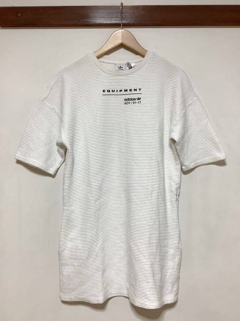 そ1158 adidas EQUIPMENT アディダス 半袖カットソーワンピース M ホワイト レディース サンプル品 ストリート_画像1