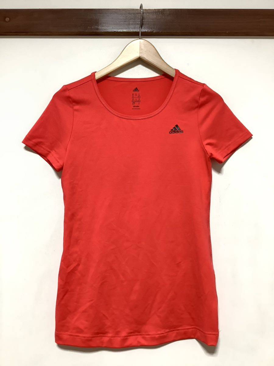 て1134 adidas アディダス 半袖Tシャツ スポーツTシャツ M レディース ロゴプリント climalite_画像1