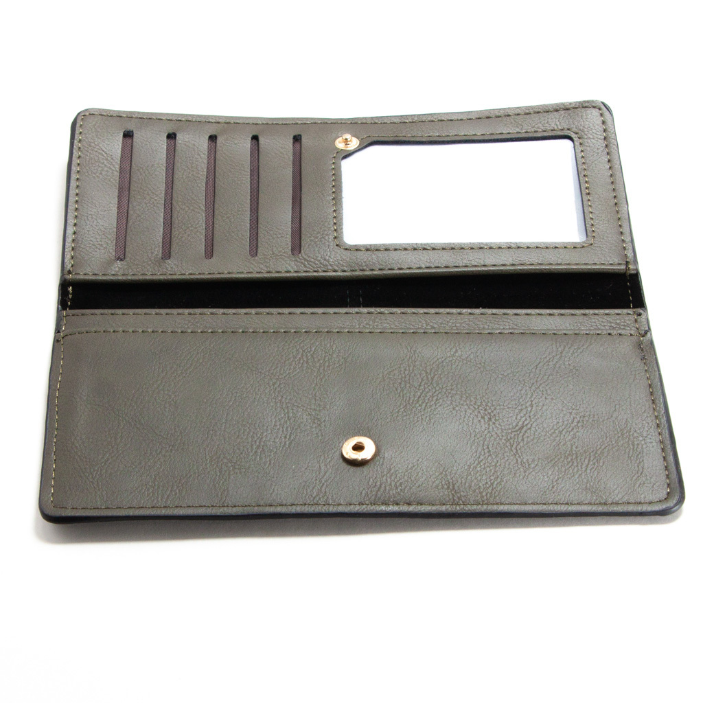  long wallet lady's moss green folding in half thin type simple purse . inserting card new goods 