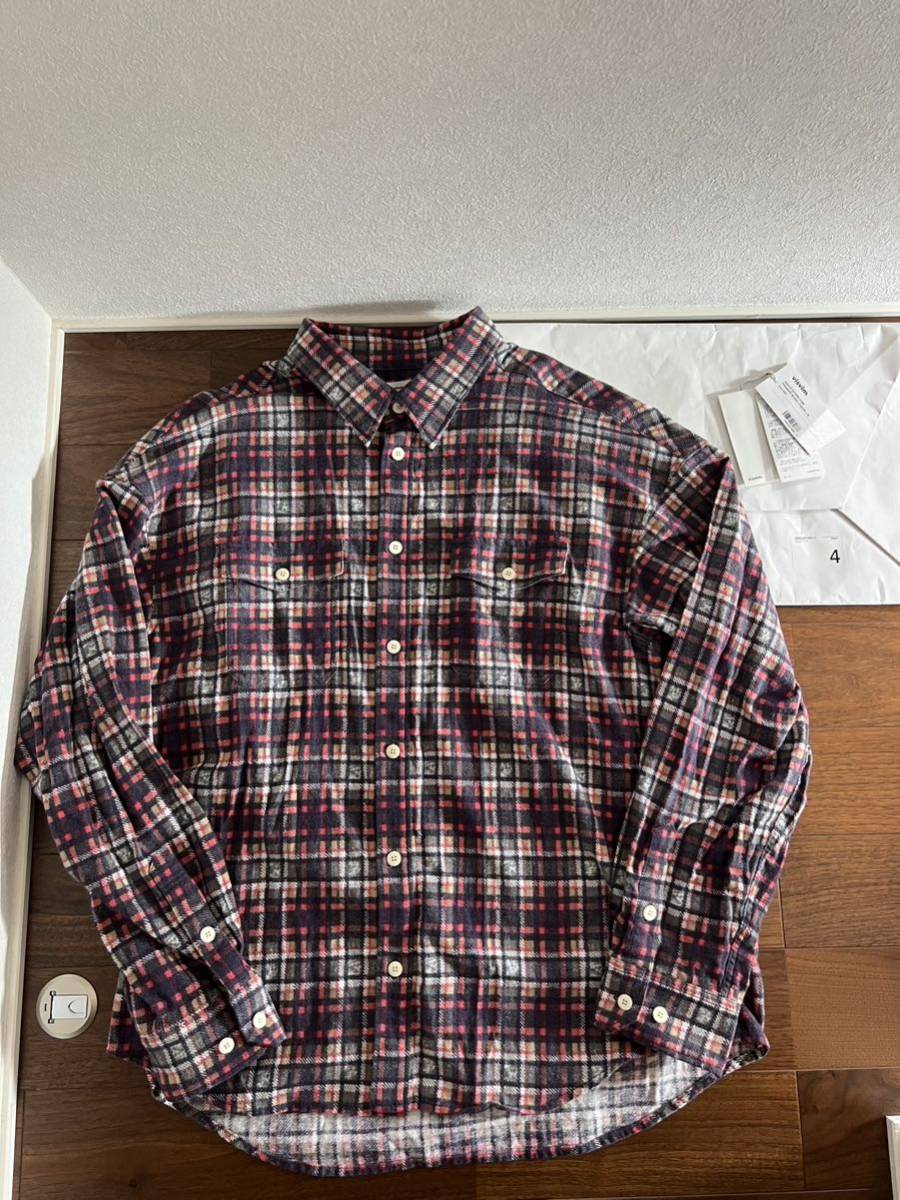 visvim 23SS PIONEER KHADI CHECK L/Sネルシャツ サイズ4 レッド ICT