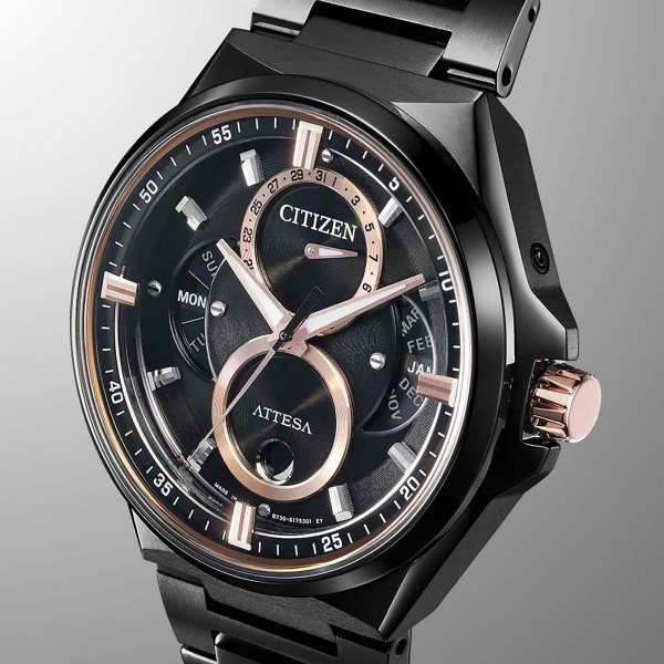 シチズン CITIZEN アテッサ ACT Line ブラックチタンシリーズ トリプルカレンダー ムーンフェイズ BU0065-64E 腕時計 メンズ_画像4