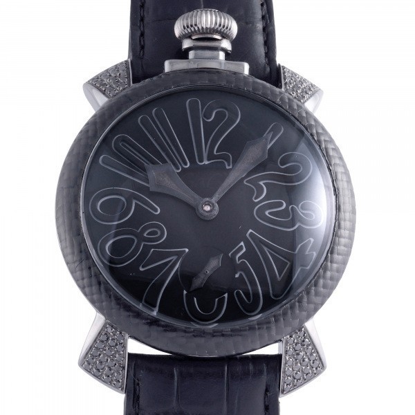 ガガミラノ GaGa MILANO マヌアーレ ハーフD ブラックダイヤモンド48mm 5012.2D ブラック文字盤 新品 腕時計 メンズ