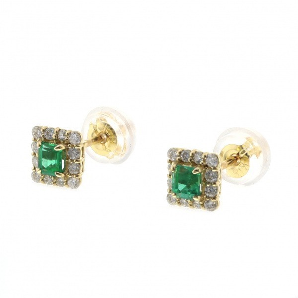 K18YG yellow gold emerald diamond OTHER earrings 