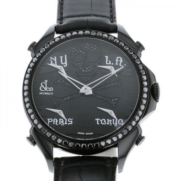 ジェイコブ JACOB&CO ファイブタイムゾーン レーシャルファイブタイムゾーン JC-BPLPRBKD-BKD ブラック文字盤 新古品 腕時計 メンズ