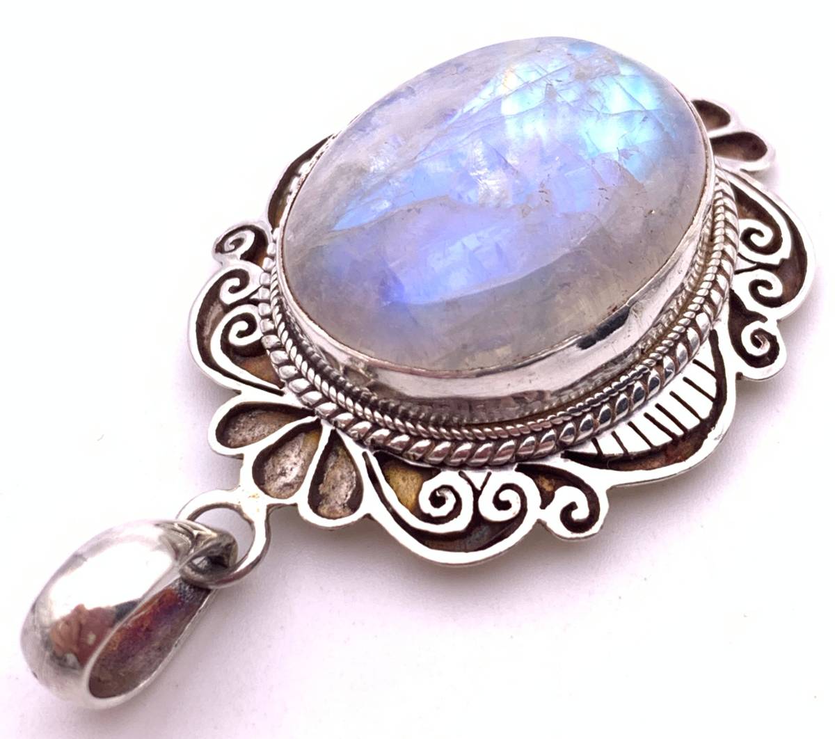 天然石ムーンストーン(月長石) のsilver925トップ/HANDMADE 天然石ムーンストーン(月長石) のsilver925トップ/HANDMADE