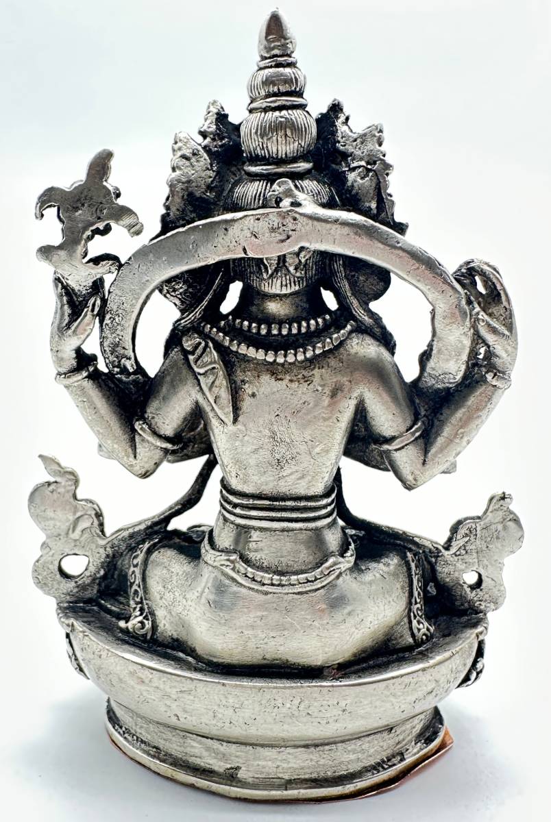 六字咒観音菩薩像 仏教 チベット シルバーアンティーク風｜PayPayフリマ
