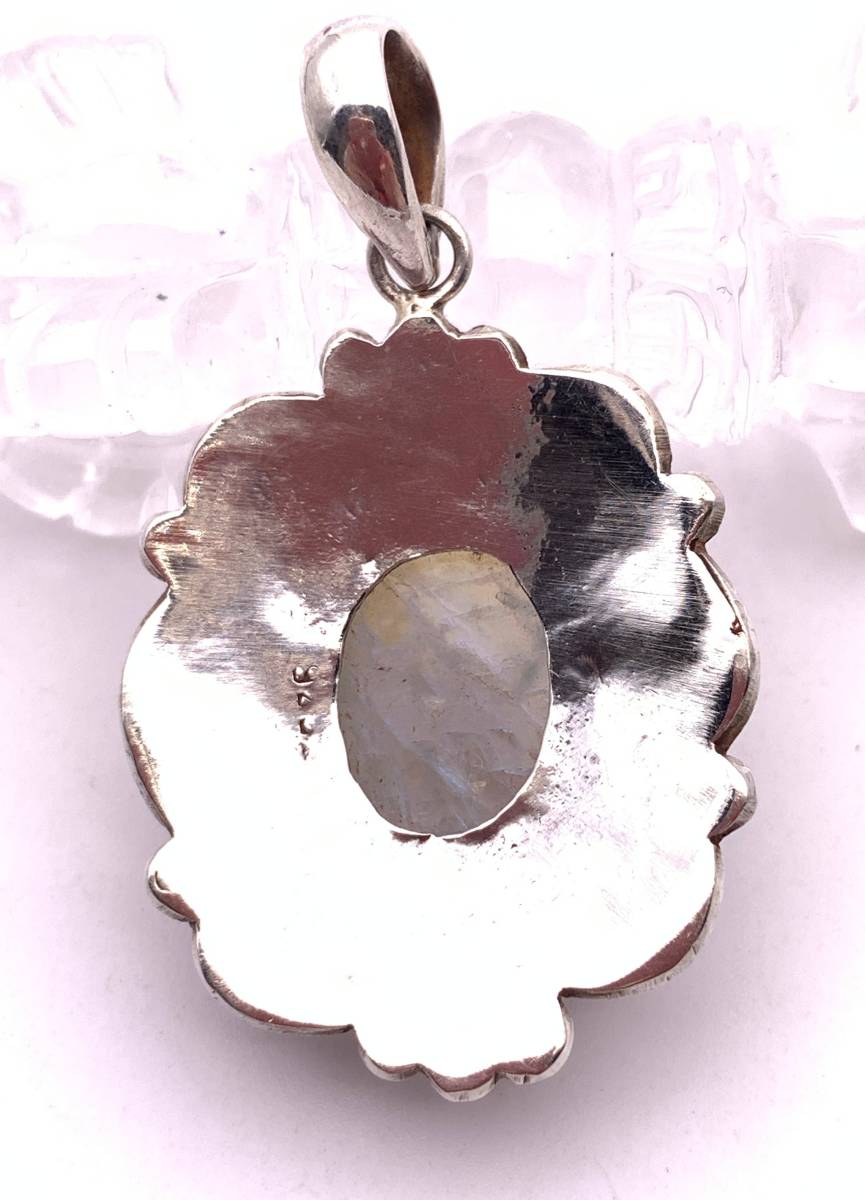 天然石ムーンストーン(月長石) のsilver925トップ/HANDMADE 天然石ムーンストーン(月長石) のsilver925トップ/HANDMADE