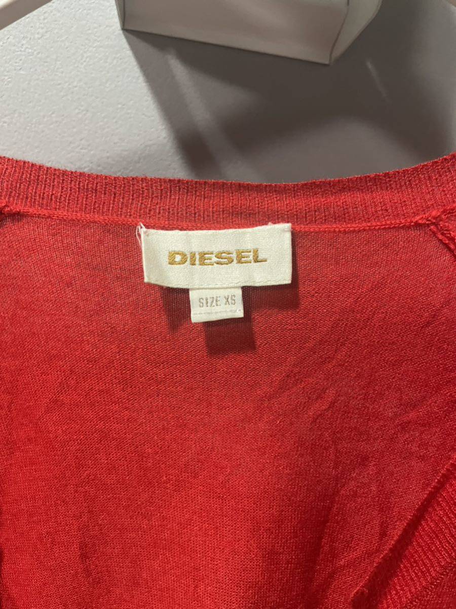 美品ディーゼルdiesel半袖トップスカットソー赤レッド後ろロゴレディース