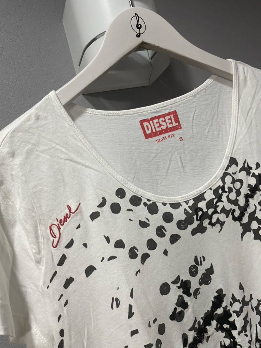 ディーゼルdiesel 半袖Tシャツカットソー白ホワイトロゴトップスレディース