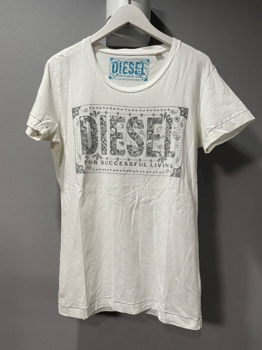 美品ディーゼルdiesel半袖Tシャツ白ホワイトトップスロゴレディースメンズ_画像1