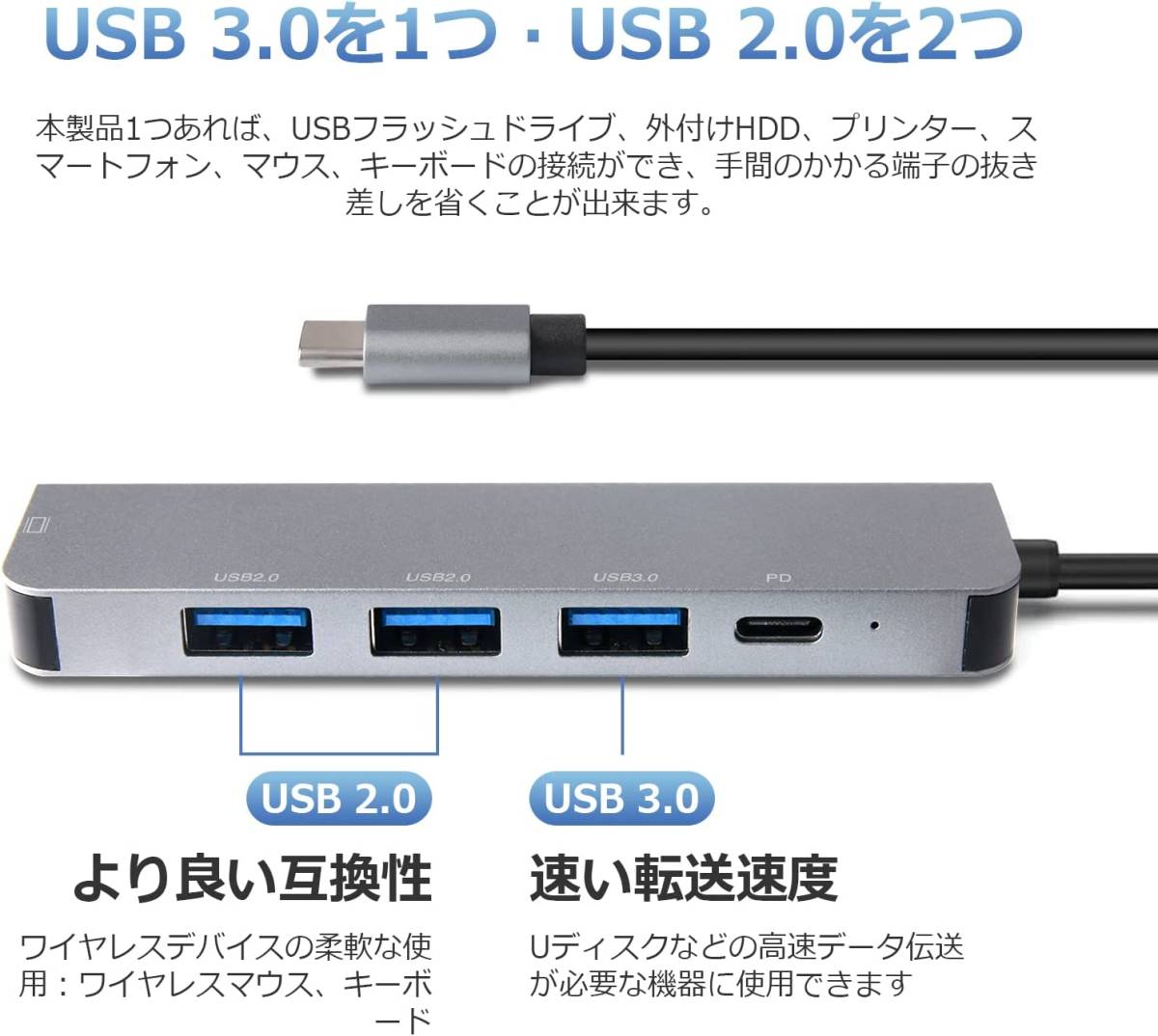 【未使用開封品】Eono(イオーノ) USB C ハブ USB Type C アダプタ ドッキングステーション 5 in 1 USB-C ハブ USB-C HDMI 変換 4K_画像5