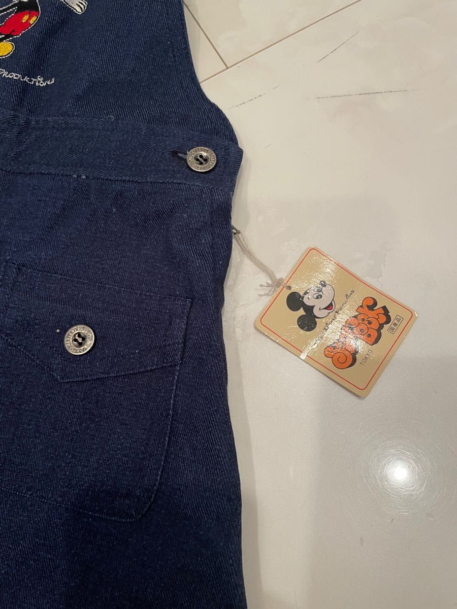 【タグ付】ヴィンテージディズニー　Disney ミッキー  ジャンパースカート　レトロ　刺繍　ワンピース