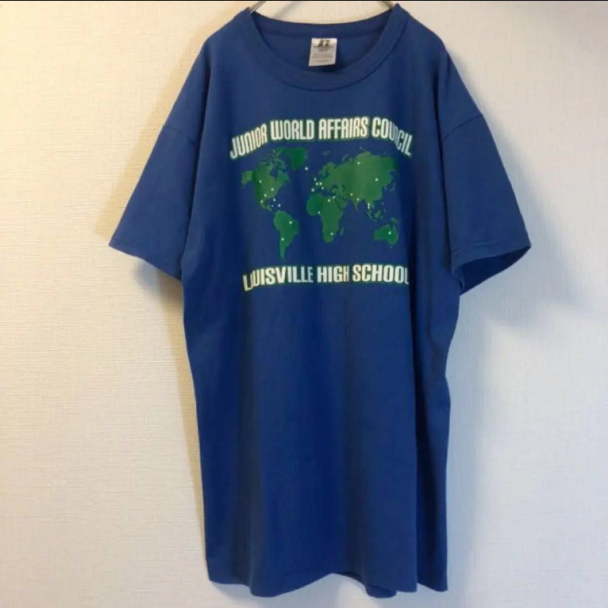 ラッセル　アース　地球　地図　星　スクール　学校　デザイン　Tシャツ　半袖　古着