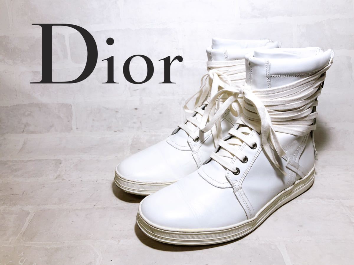 正規品【極美品】DIOR HOMME ディオールオム 高級 レザースニーカー 白