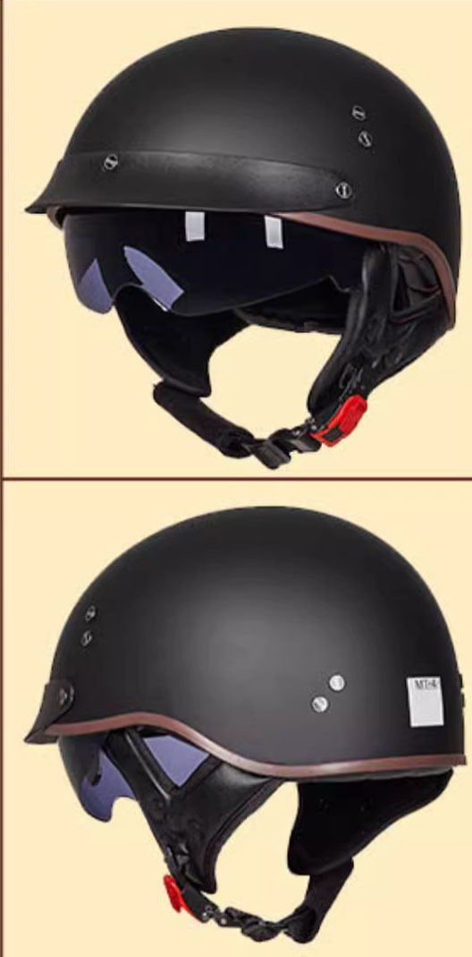 ハーフヘルメット 内蔵ゴーグル 半帽ヘルメット 男女兼用 バイクヘルメット 半キャップ ヘルメットマットブラック　サイズ：XXL_画像3