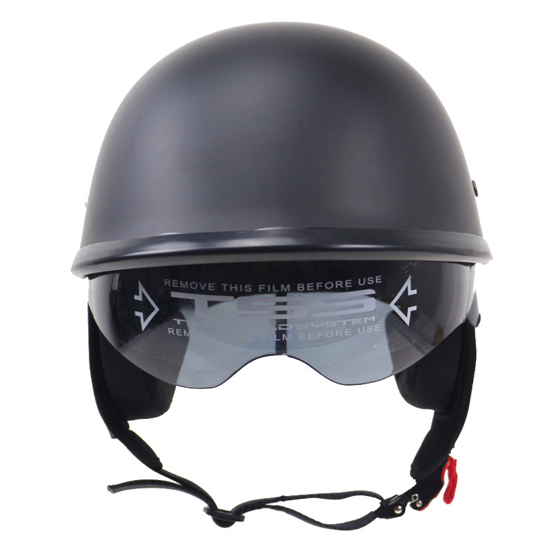 新品 ハーフヘルメット 内蔵ゴーグル 半帽ヘルメット 男女兼用 バイクヘルメット 半キャップ ヘルメット マットブラック サイズ： M_画像3