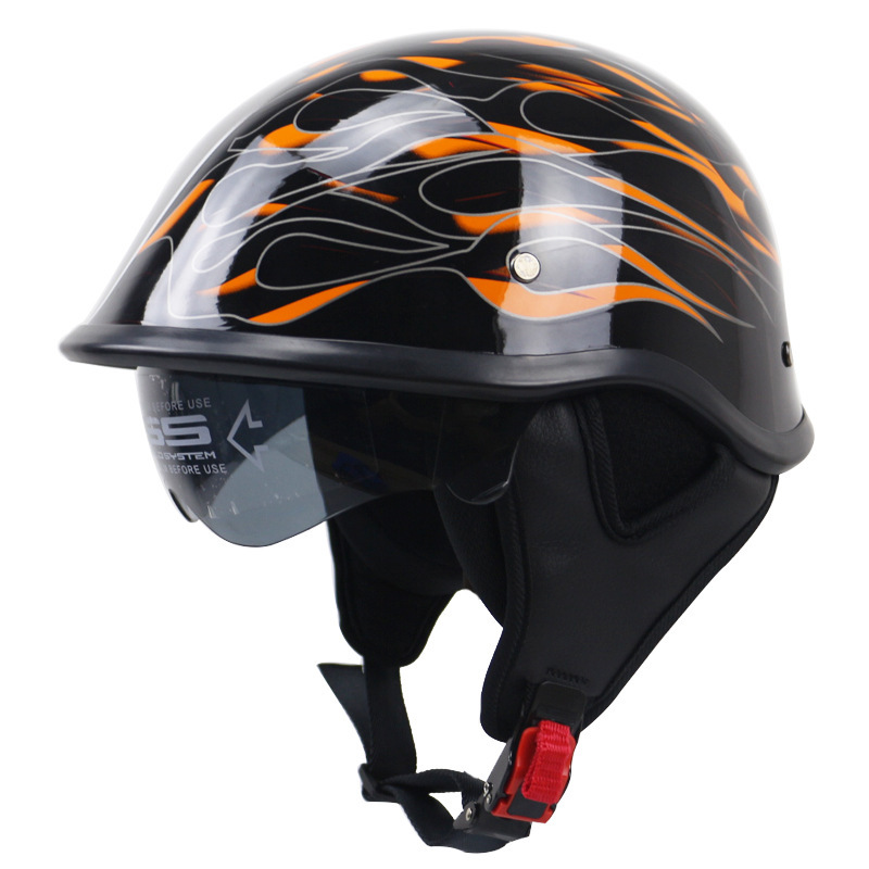 新品 ハーフヘルメット 内蔵ゴーグル 半帽ヘルメット 男女兼用 バイクヘルメット 半キャップ ヘルメット サイズ： L_画像1