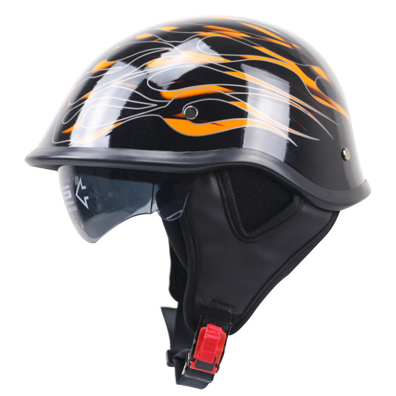 新品 ハーフヘルメット 内蔵ゴーグル 半帽ヘルメット 男女兼用 バイクヘルメット 半キャップ ヘルメット サイズ： L_画像3