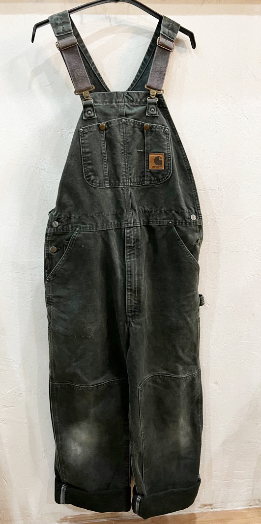 1331★carhartt/カーハート 90's ダブルニーオーバーオール 希少カラー カーキ系 メンズ 36×36 ダック ワーク USED 古着 ★_画像1