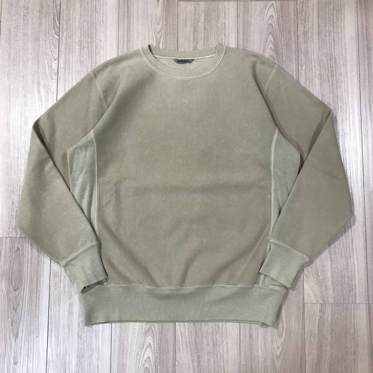 AURALEE SUPER MILLED SWEAT P/O LIGHT KHAK 3 A8AP01SM オーラリー スーパー ミルド スウェット シャツ クルー リバースウィーブ tシャツ